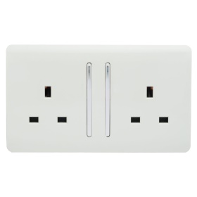 ART-SKT213LWH  2 Gang 13Amp Long Switched Double Socket Gloss White